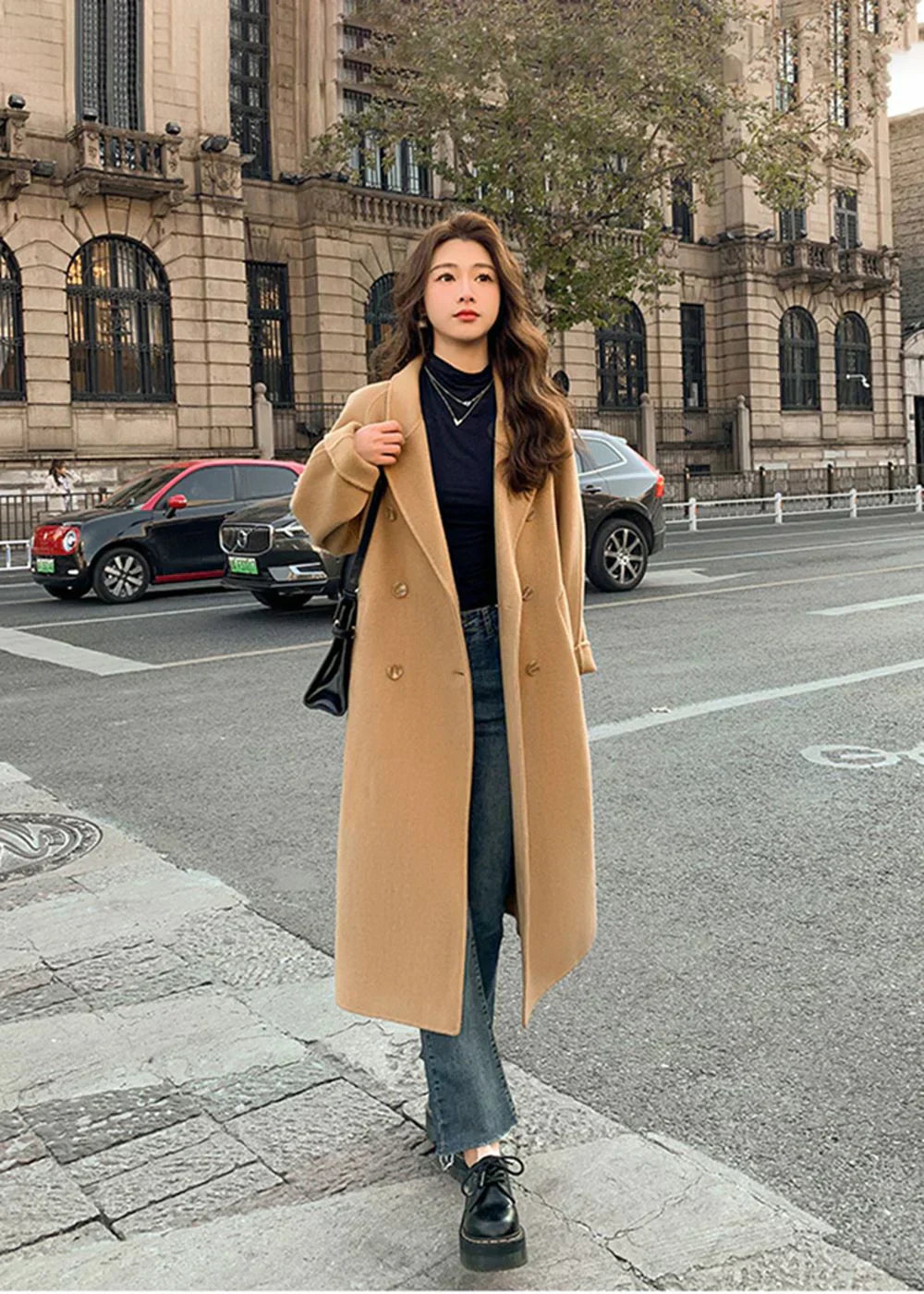 Women's Wool Winter Coat with Reinforced Seams and Flattering Silhouette