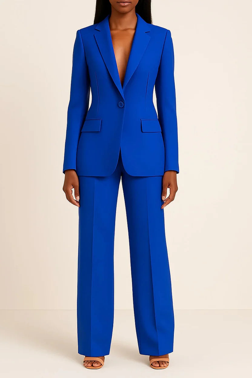 Women's Tailored Suit with Structured Blazer and Straight-Leg Trousers, Meeting-Ready