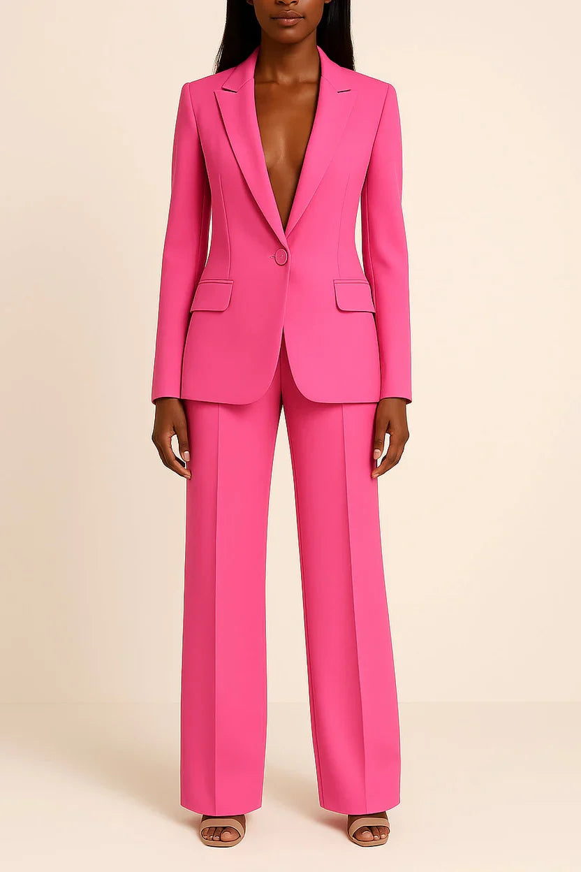 Women's Tailored Suit with Structured Blazer and Straight-Leg Trousers, Meeting-Ready
