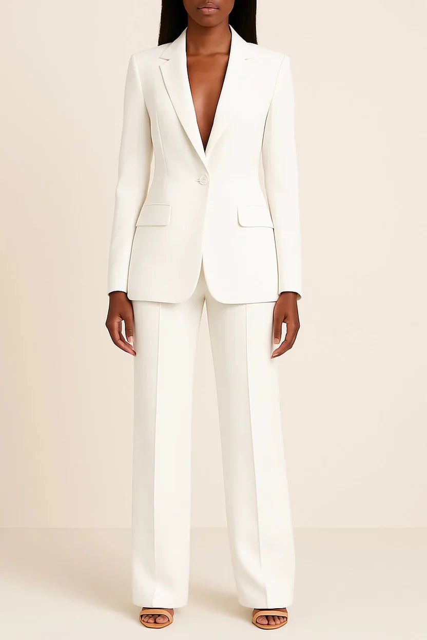 Women's Tailored Suit with Structured Blazer and Straight-Leg Trousers, Meeting-Ready