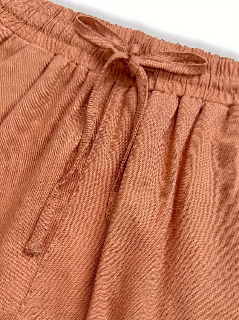 Lightweight Relaxed Pants with Adjustable Drawstring and Functional Pockets