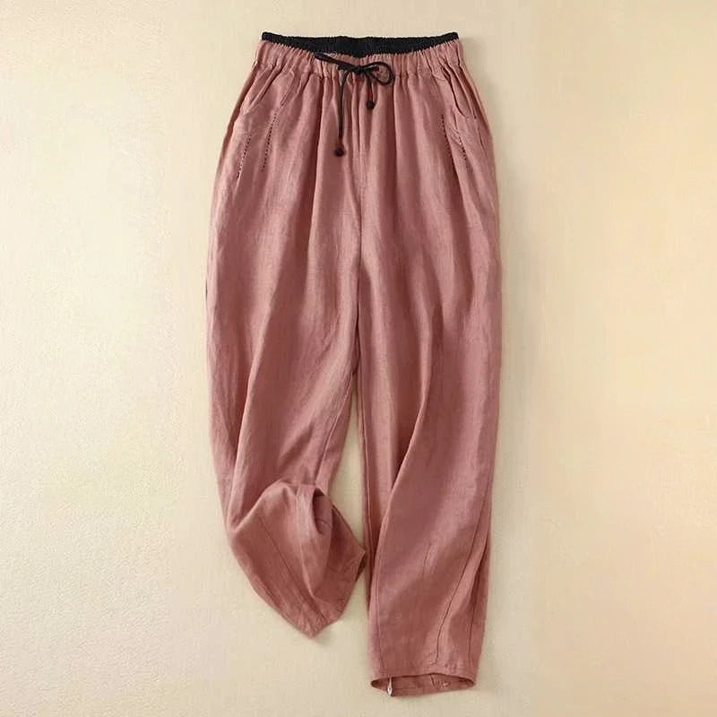 Relaxed Fit Summer Pants with Stretch Waistband and Lightweight Breathable Fabric