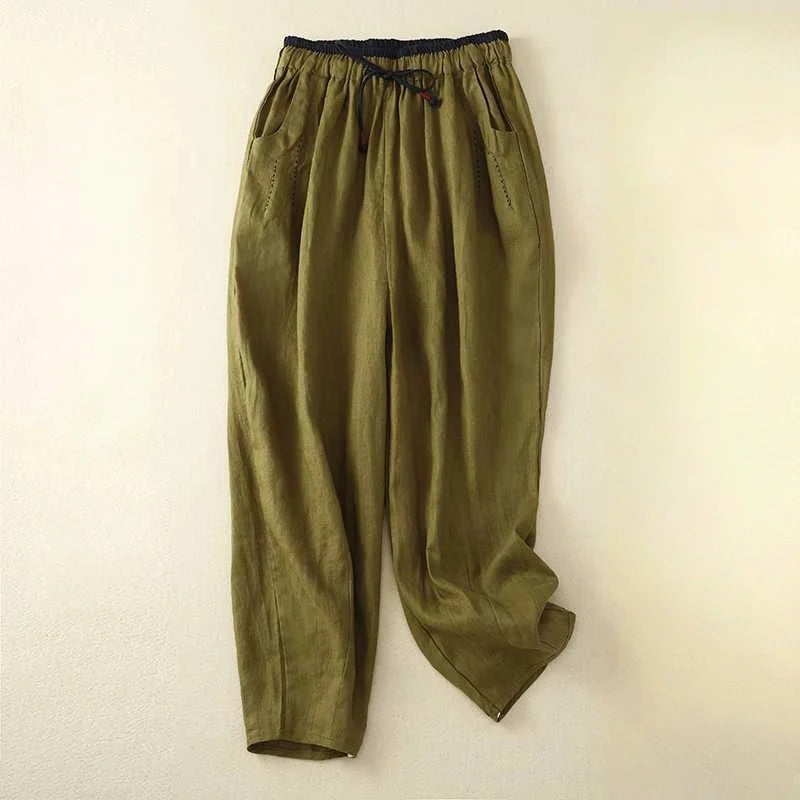 Relaxed Fit Summer Pants with Stretch Waistband and Lightweight Breathable Fabric