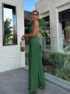 Satin Dress with Fine Pleats and Shift Slipover Fit, Lightweight Packable for Travel