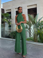 Satin Dress with Fine Pleats and Shift Slipover Fit, Lightweight Packable for Travel