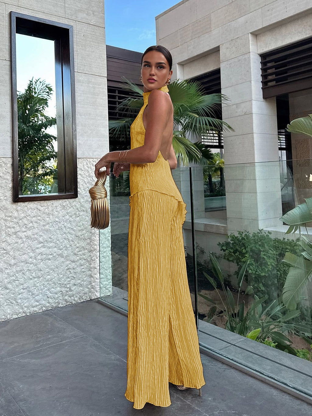 Satin Dress with Fine Pleats and Shift Slipover Fit, Lightweight Packable for Travel