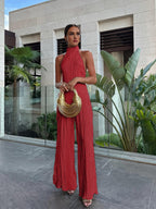 Satin Dress with Fine Pleats and Shift Slipover Fit, Lightweight Packable for Travel