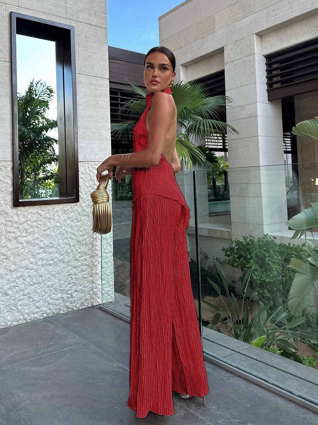 Satin Dress with Fine Pleats and Shift Slipover Fit, Lightweight Packable for Travel