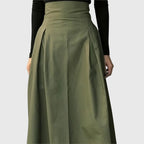 A-Line Midi Skirt with Belt Detail and Mid-Calf Length
