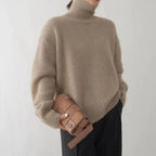 Cashmere Turtleneck Sweater with Lightweight Knit and Loose Layering Fit, Hip-Length Hem