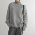 Cashmere Turtleneck Sweater with Lightweight Knit and Loose Layering Fit, Hip-Length Hem