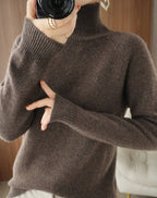 Cashmere Turtleneck Sweater with Anti-Pilling Finish and Cropped Hem, Lightweight
