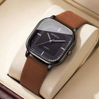 Fashion Square Men Quartz Watch, Minimalist Leather Strap Wrist watch