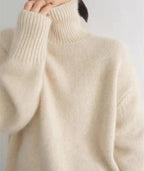 Cashmere Turtleneck Sweater with Lightweight Knit and Loose Layering Fit, Hip-Length Hem