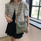 Handwoven Straw Crossbody Beach Bag – Hollow-Out Summer Woven Shoulder Purse, Lightweight Vacation Tote for Women