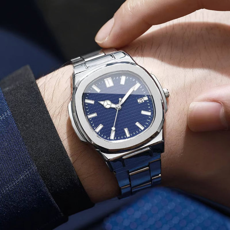 Calendar Mens Quartz Watch, Luxury Square Men Business Watches