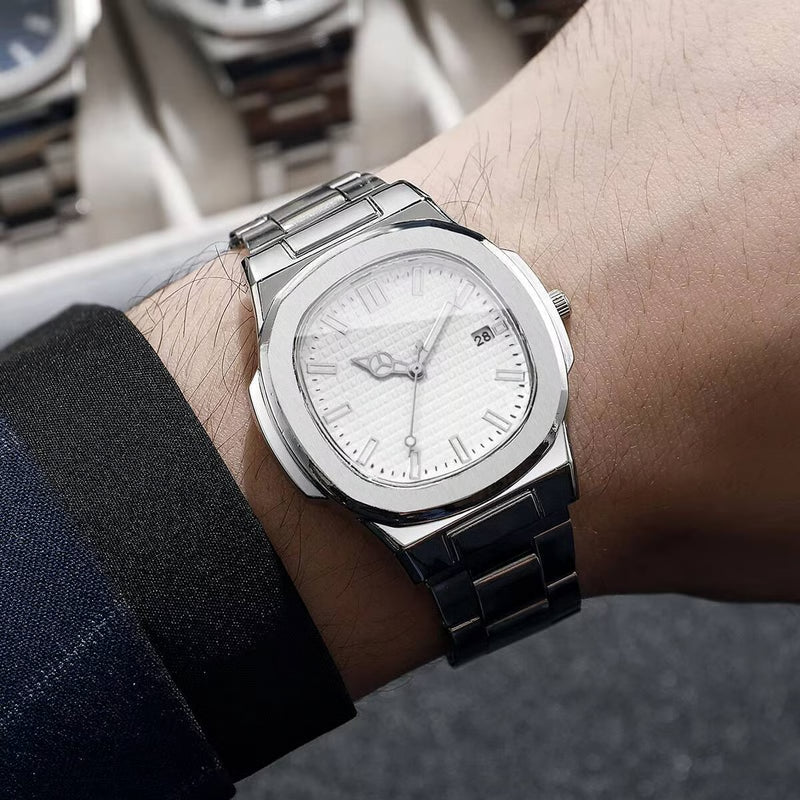 Calendar Mens Quartz Watch, Luxury Square Men Business Watches