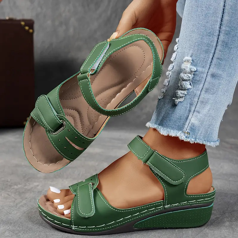 Orthopedic Sandals with Adjustable Straps and Wedge Heel, Breathable Design