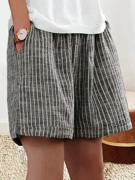 Casual Striped Loose Fit Shorts