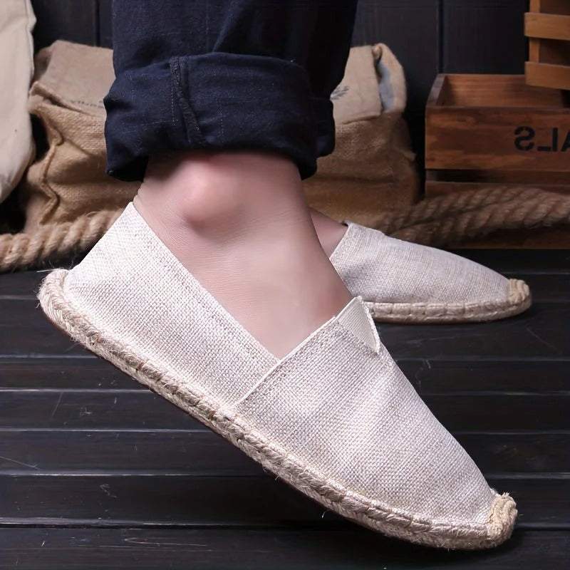 Espadrille Loafers for Men with Breathable Woven Upper and Non-Slip Sole, Lightweight
