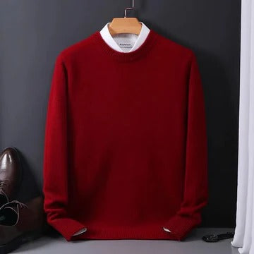 Cashmere Blend Sweater for Men with Ribbed Neckline and Lightweight Knit, Sizes XS to 4XL