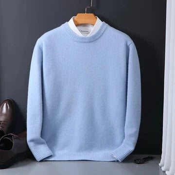 Cashmere Blend Sweater for Men with Ribbed Neckline and Lightweight Knit, Sizes XS to 4XL