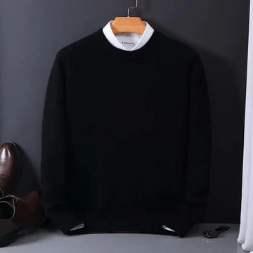 Cashmere Blend Sweater for Men with Ribbed Neckline and Lightweight Knit, Sizes XS to 4XL