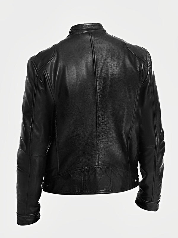 Men's Biker Jacket with Front Zipper and Straight Silhouette, Lightweight Casual Fit