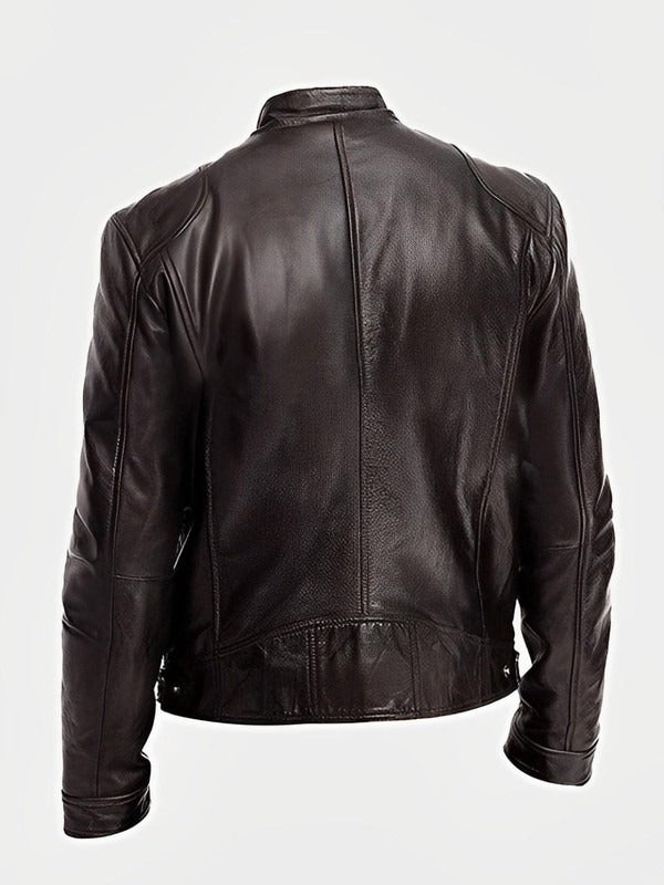 Men's Biker Jacket with Front Zipper and Straight Silhouette, Lightweight Casual Fit