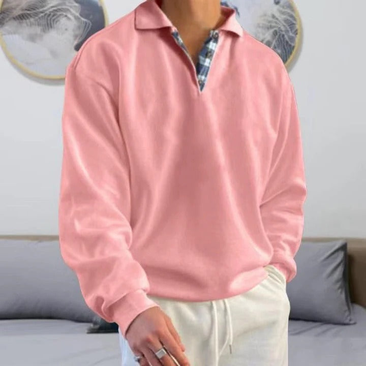 Men's Breathable Sweater with Lightweight Open Knit and Ribbed Cuffs, Classic Fit