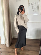 Black Satin Camisole with Lace Trim and Adjustable Straps