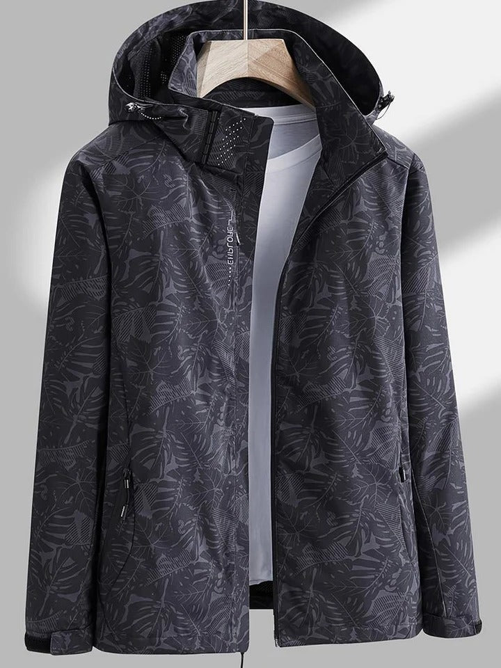 Waterproof Jacket for Women with Adjustable Hood and Front Zip, Lightweight Regular Fit