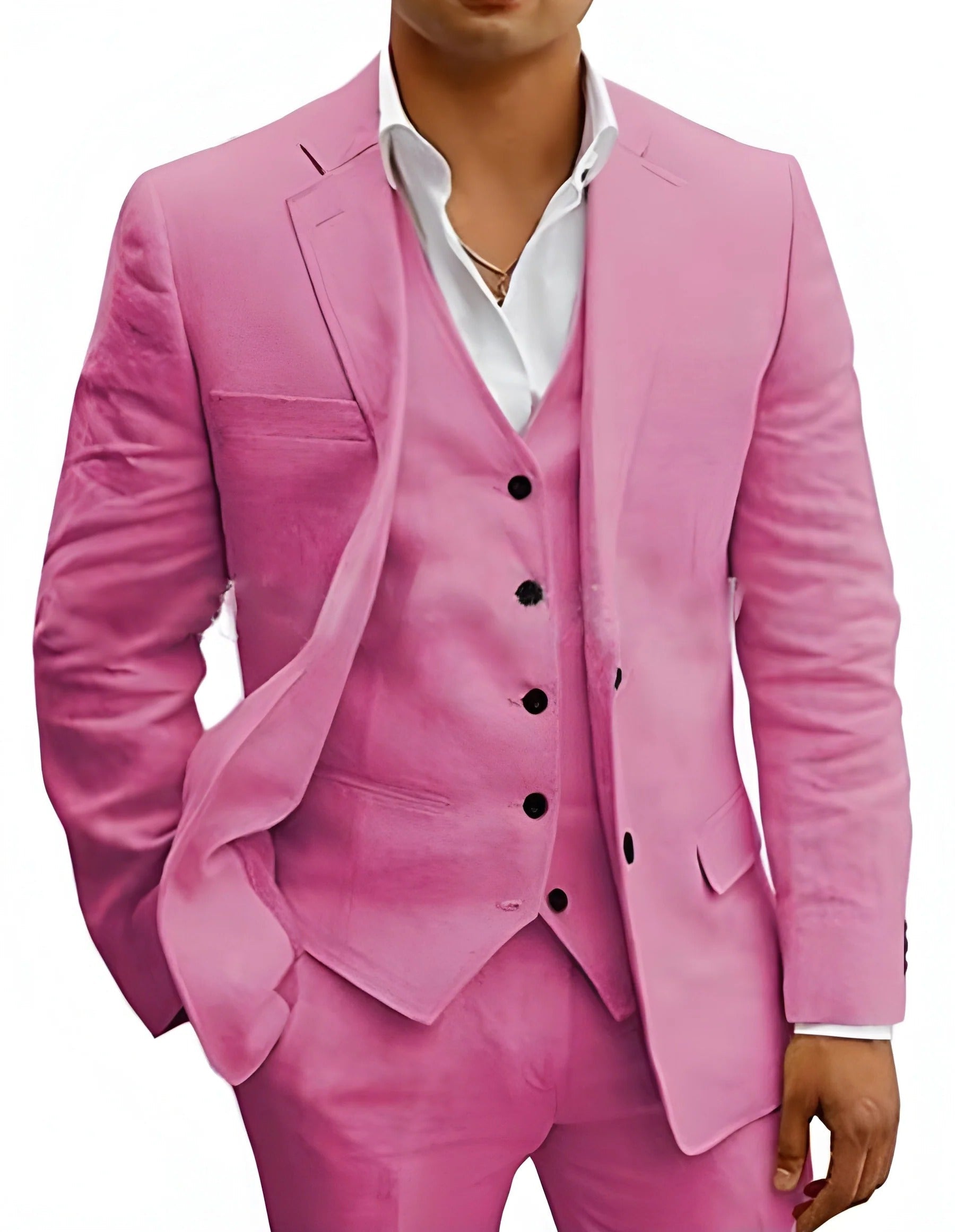 Summer Suit for Men with Breathable Lightweight Fabric and Three-Piece Set, Tapered Fit