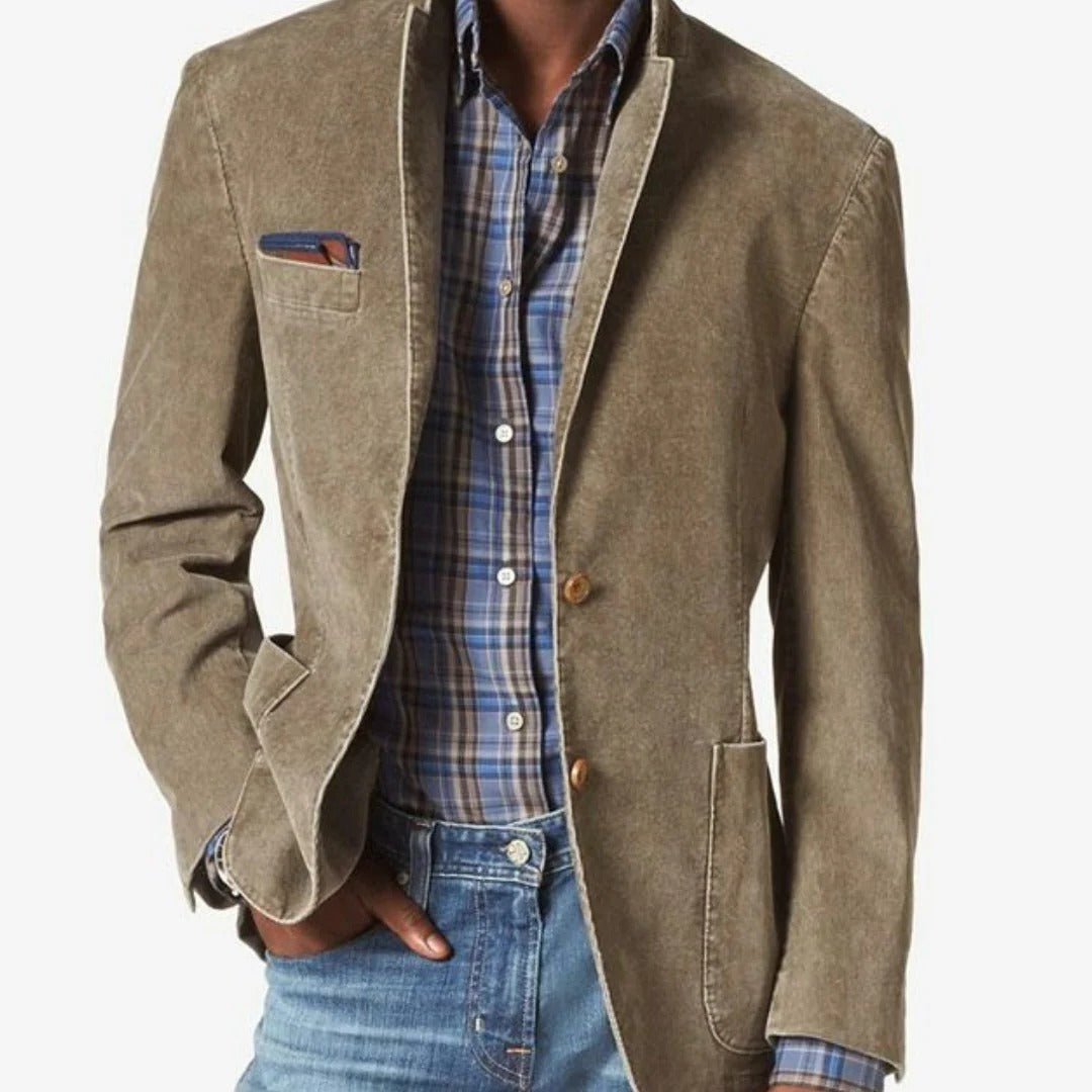 Men's Blazer with Notched Lapel and Relaxed Fit, Lightweight Woven, Sizes S to 5XL