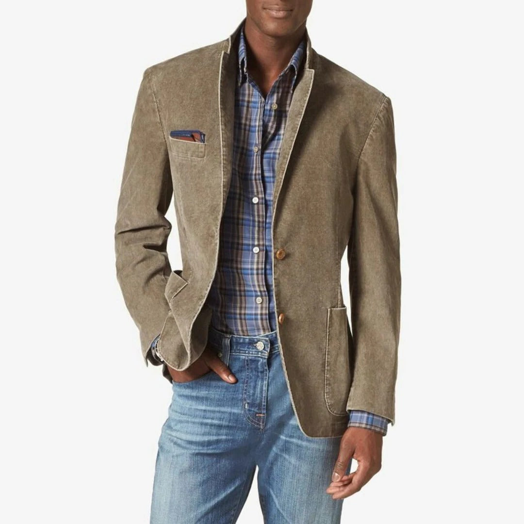 Men's Blazer with Notched Lapel and Relaxed Fit, Lightweight Woven, Sizes S to 5XL