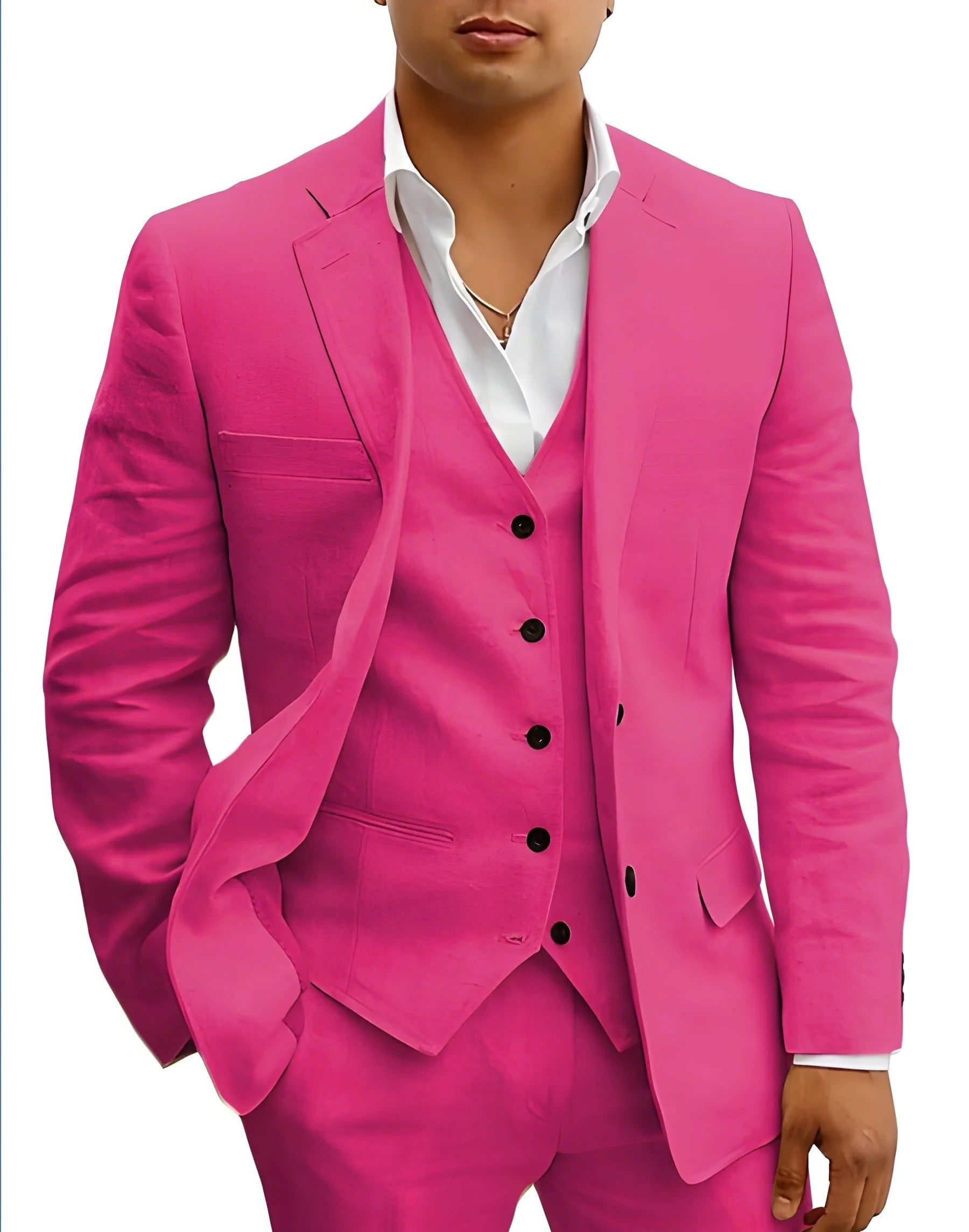 Summer Suit for Men with Breathable Lightweight Fabric and Three-Piece Set, Tapered Fit