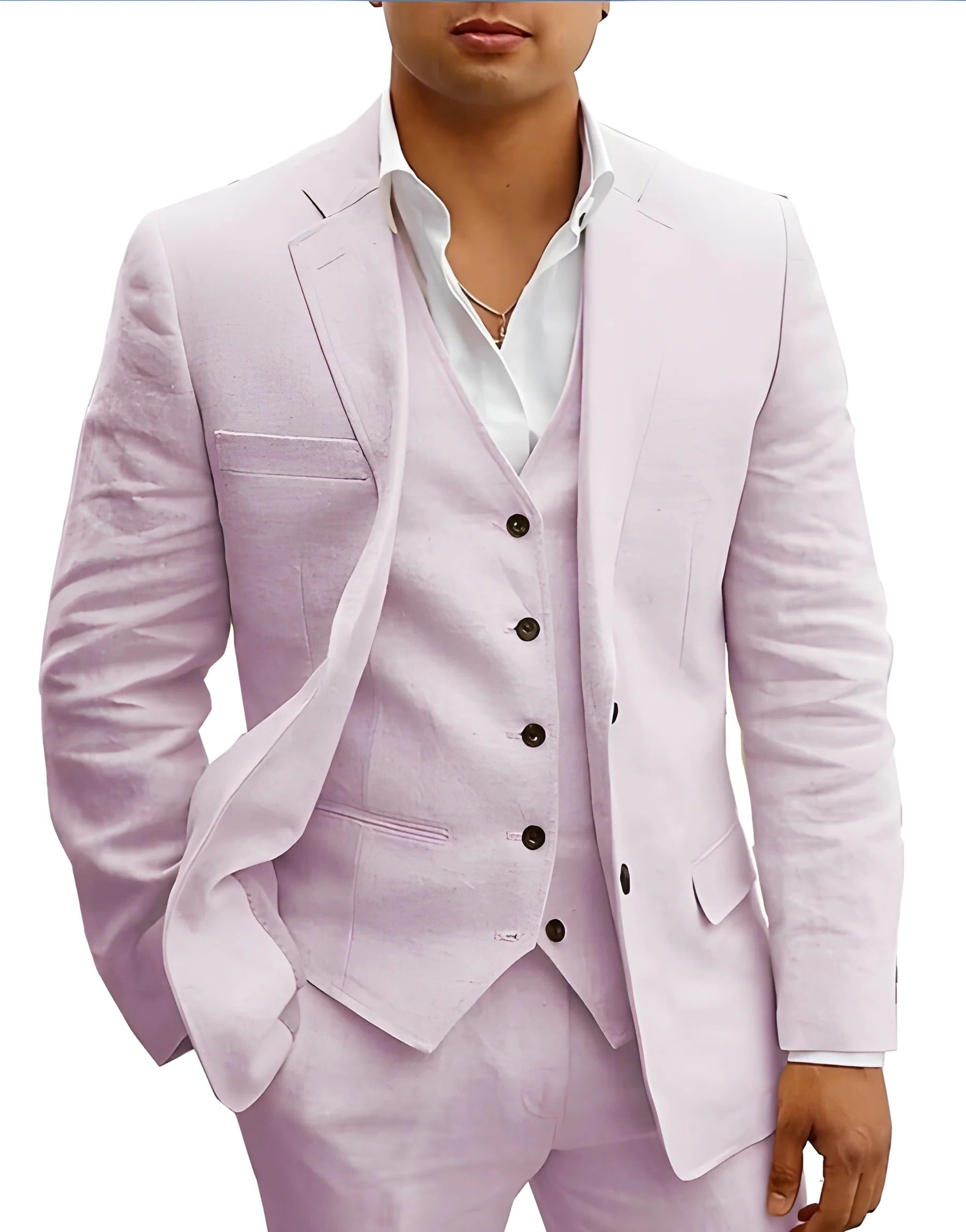 Summer Suit for Men with Breathable Lightweight Fabric and Three-Piece Set, Tapered Fit