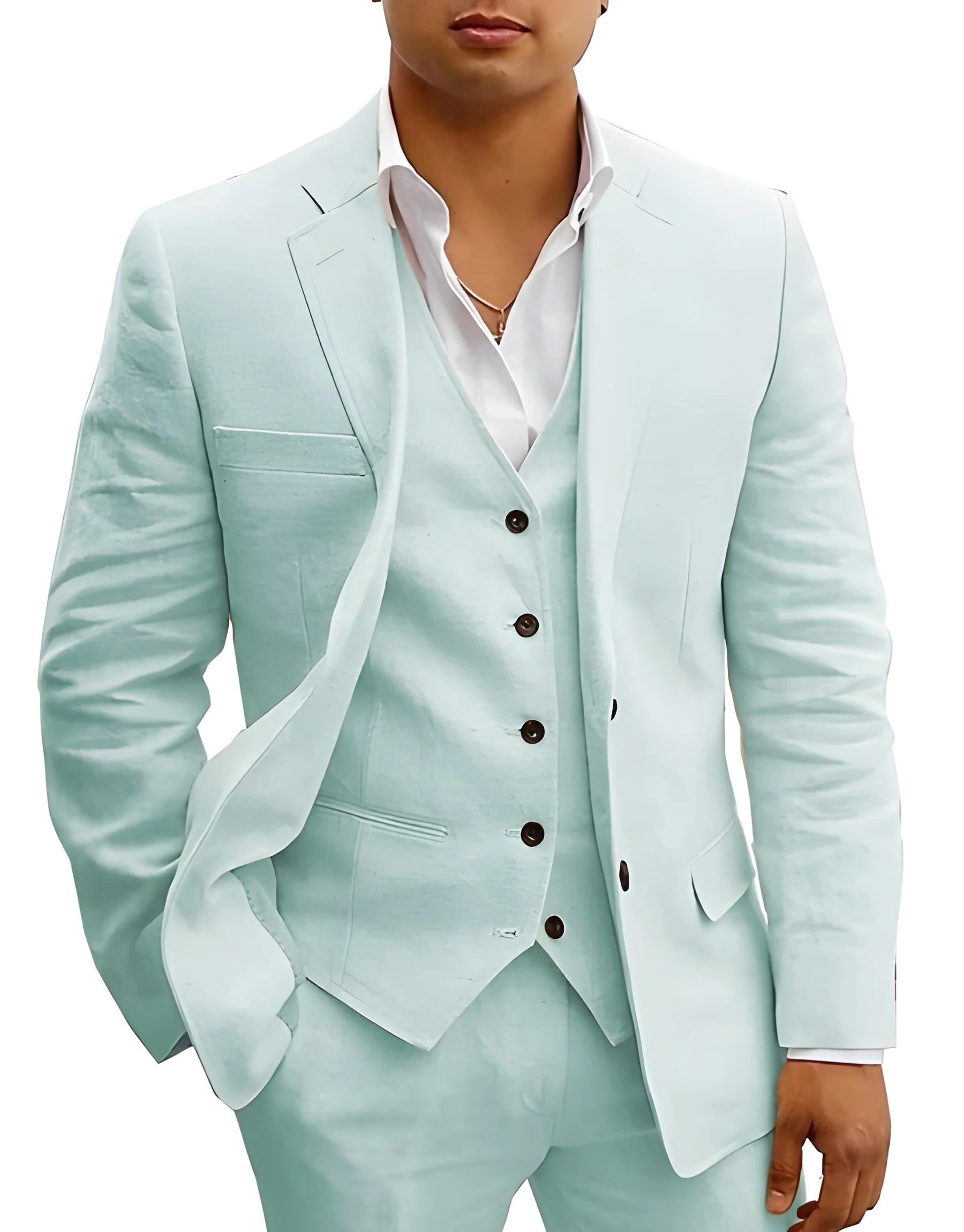 Summer Suit for Men with Breathable Lightweight Fabric and Three-Piece Set, Tapered Fit