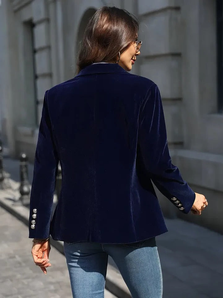 Women's Blazer with Plush Texture and Tailored Fit, Open Front Smart Casual