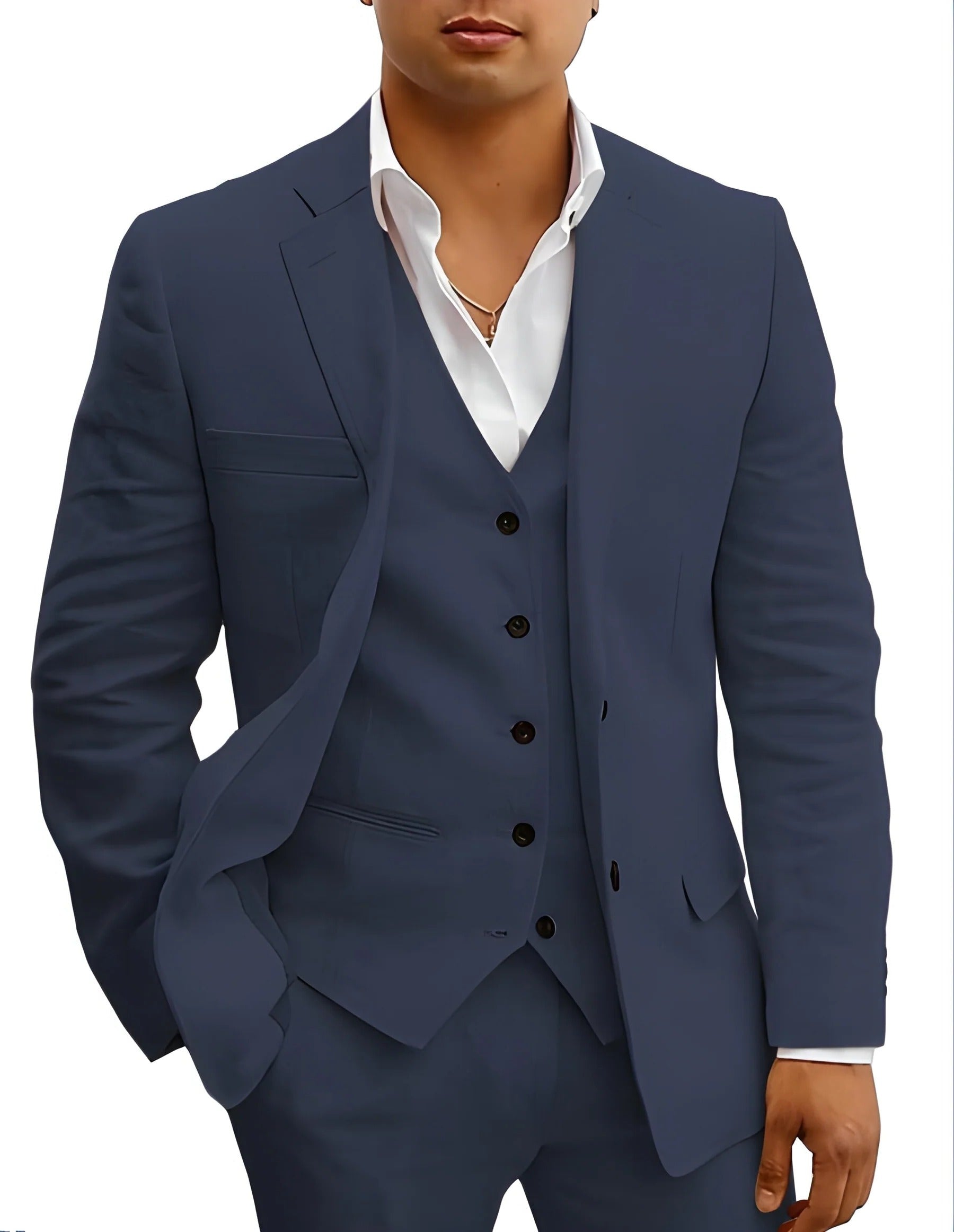 Summer Suit for Men with Breathable Lightweight Fabric and Three-Piece Set, Tapered Fit