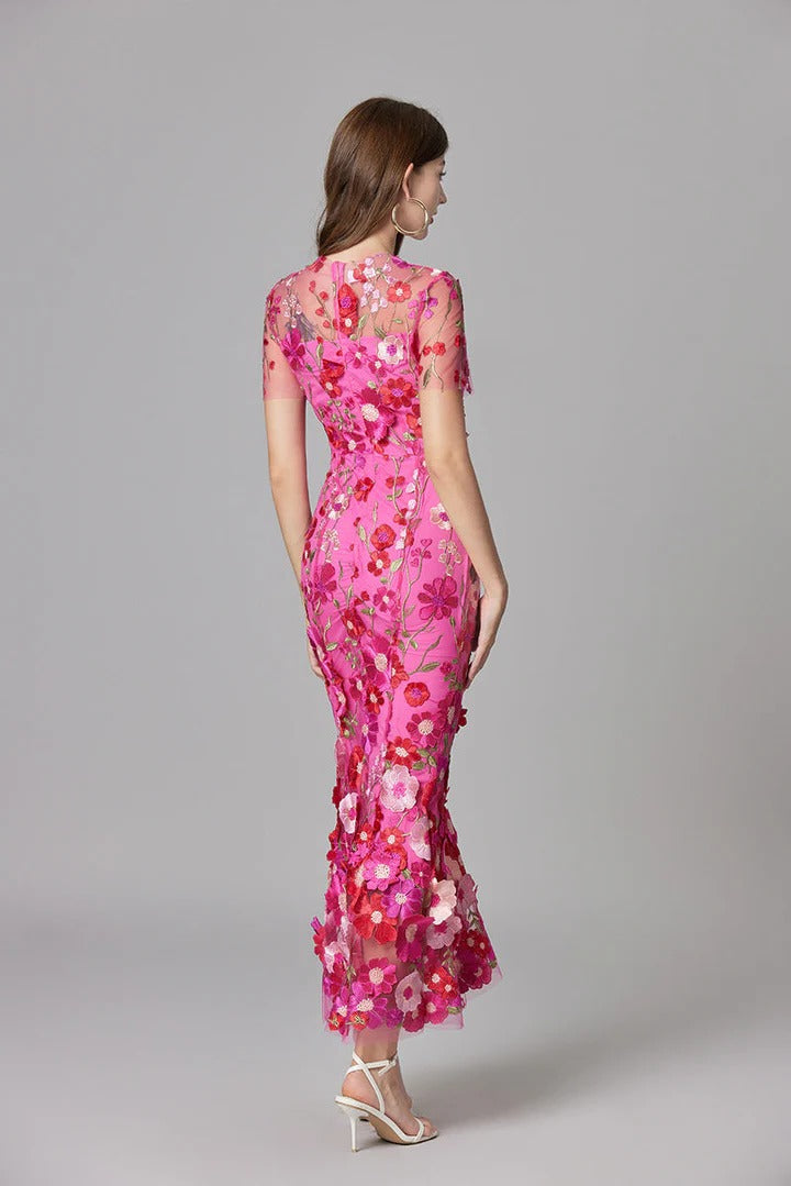 Floral Midi Dress with Lightweight Fabric and Side Vents, Sleeveless Slip-Style Silhouette