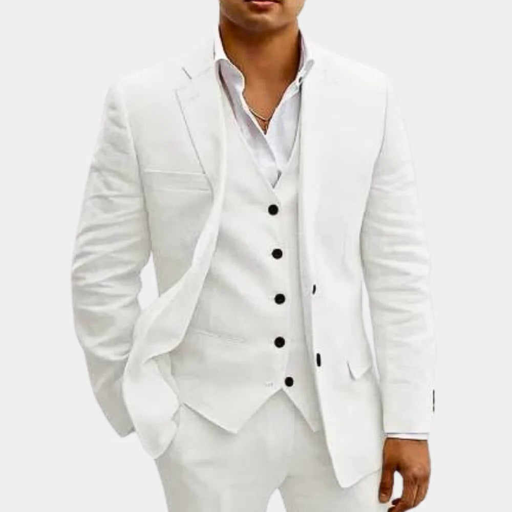 Summer Suit for Men with Breathable Lightweight Fabric and Three-Piece Set, Tapered Fit