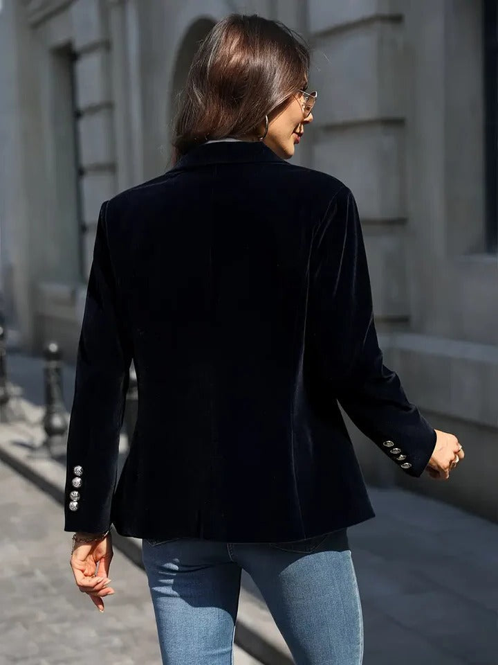 Women's Blazer with Plush Texture and Tailored Fit, Open Front Smart Casual