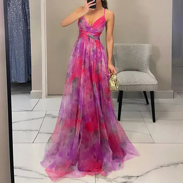 Sleeveless Maxi Dress with Adjustable Back Straps and Lightweight Lining, Ankle-Length