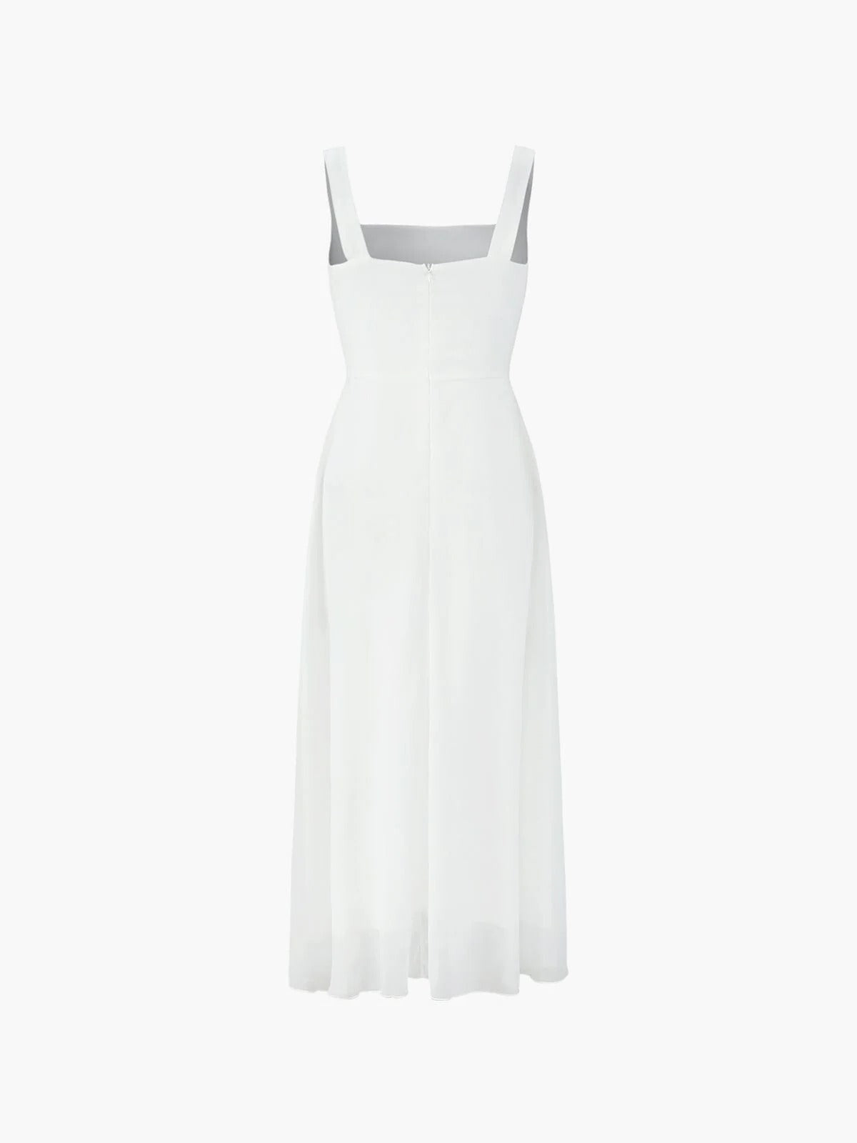 Square Neck Midi Dress with Fitted Bodice and A-Line Skirt for Summer Events