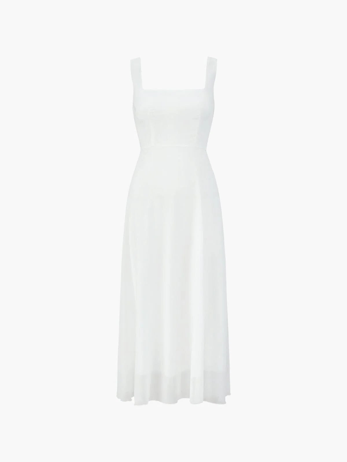Square Neck Midi Dress with Fitted Bodice and A-Line Skirt for Summer Events