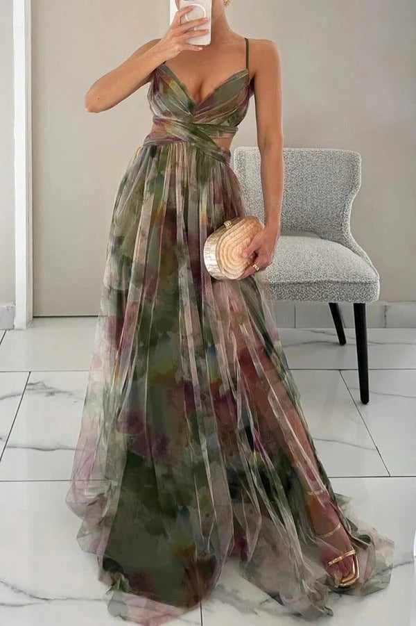 Sleeveless Maxi Dress with Adjustable Back Straps and Lightweight Lining, Ankle-Length