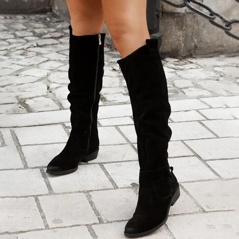 Ankle Boots for Women with Supportive Insole and Side Zipper, Low Heel Comfort