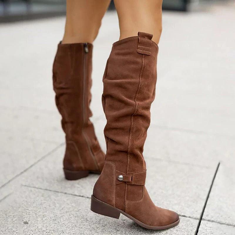 Ankle Boots for Women with Supportive Insole and Side Zipper, Low Heel Comfort