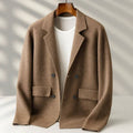 Cashmere Cardigan for Men with V Neck and Suit Style Collar, Anti-Pilling Wool Blend